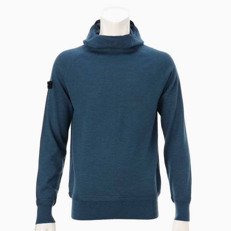 MENS EX FINE MERINO HIGH NECK KNIT HOODIE（メンズEXファインメリノ