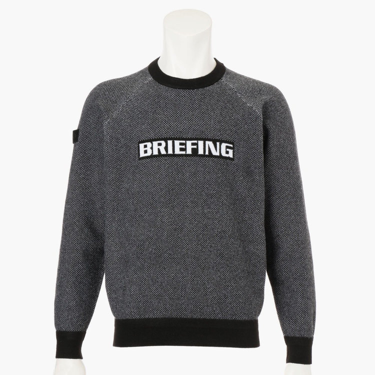 人気商品！BRIEFING ブリーフィング 3Dロゴクルーネック グレー MEN'S BIRDS EYE LOGO CREWNECK KNIT（メンズ バーズアイ ロゴ