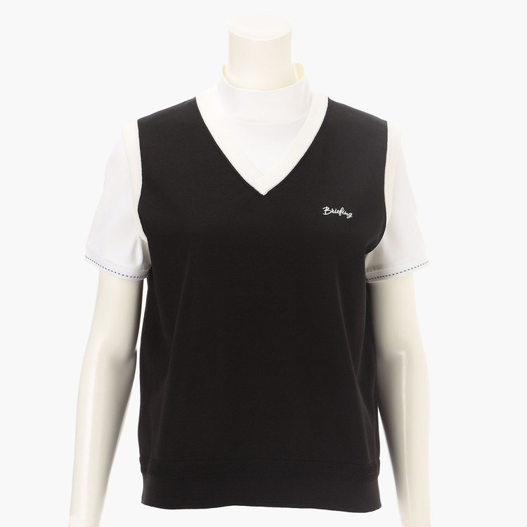 山*様 BRIEFING ブラック Vネック ベスト WOMEN'S WR BI-COLOR V NECK KNIT VEST（ウィメンズ WR バイカラー V