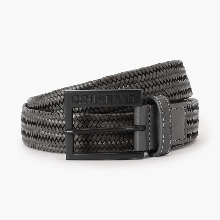 MEN'S SQUARE BUCKLE LEATHER MESH BELT（メンズスクエアバックル