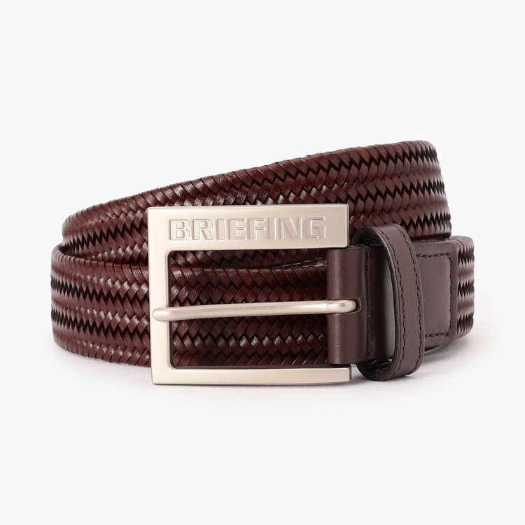 MEN'S SQUARE BUCKLE LEATHER MESH BELT（メンズスクエアバックル