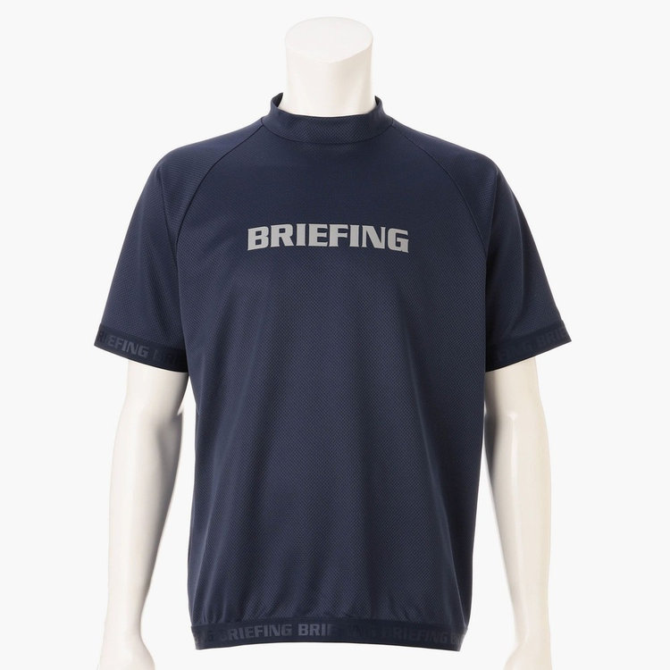 BRIEFING モックネック 半袖 リラックスフィット ネイビー REF MEN'S HEM LOGO HIGHNECK （リラックスフィット）（REF メンズヘム